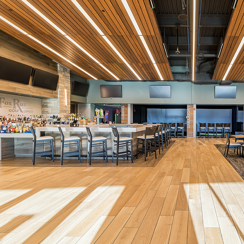 view of bar and dining area